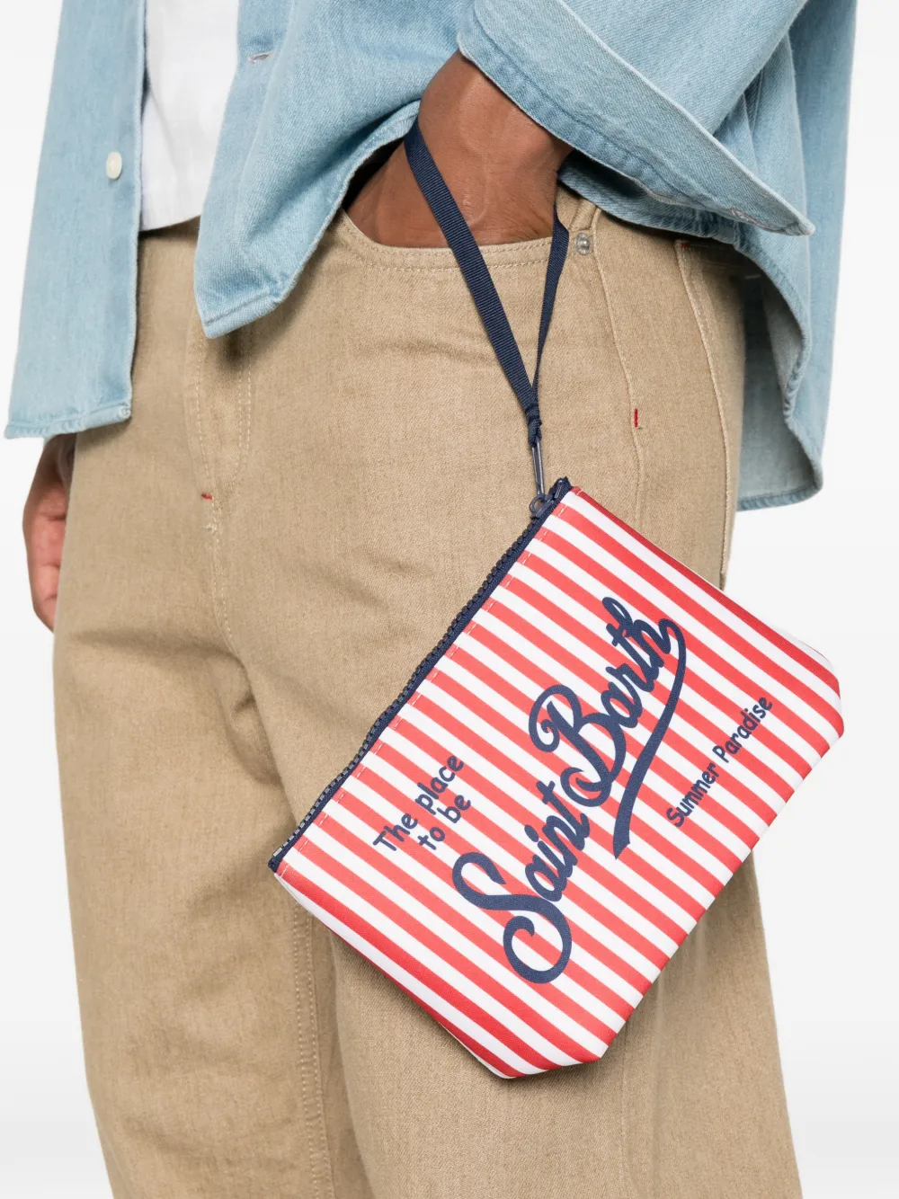 MC2 Saint Barth Aline gestreepte clutch Rood