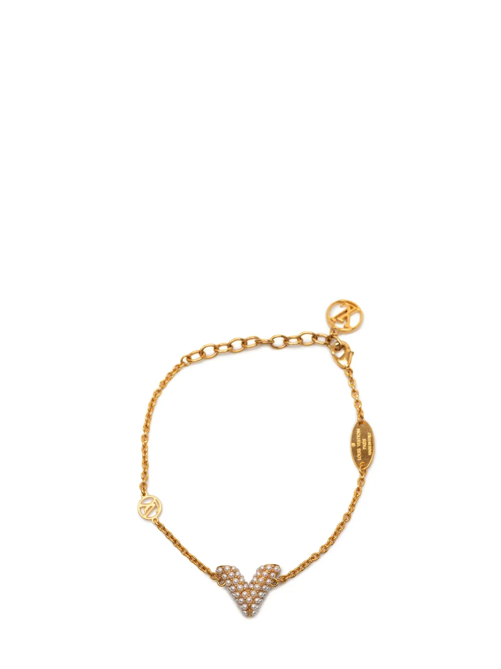 Louis Vuitton Pre-Owned 2021 Gold Plated Faux Pearls Essential V Bracelet costume bracelet - Oro