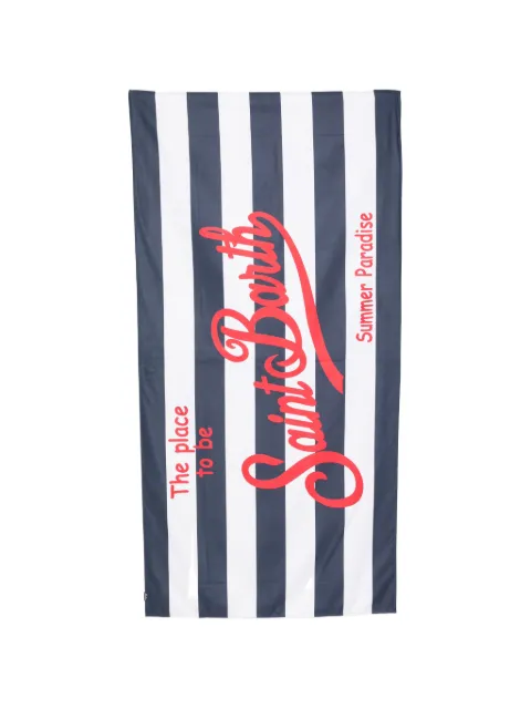 MC2 Saint Barth Aidan striped logo-print beach towel