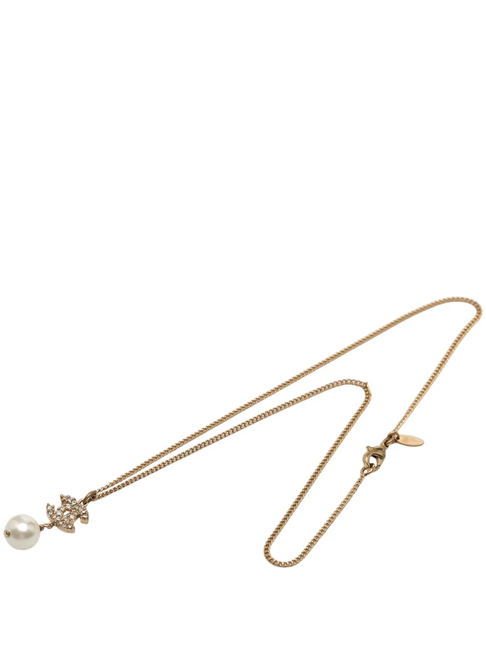 CHANEL Pre-Owned 2011 Gold Plated Strass CC Faux Pearl Drop Pendant Necklace costume necklace - Oro