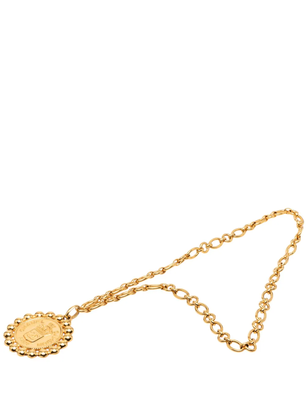 CHANEL Pre-Owned 1950-1970 Gold Plated Rue Cambon Medallion Pendant Necklace costume necklace