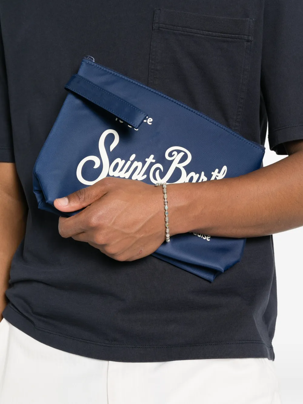MC2 Saint Barth Aline clutch met logoprint Blauw