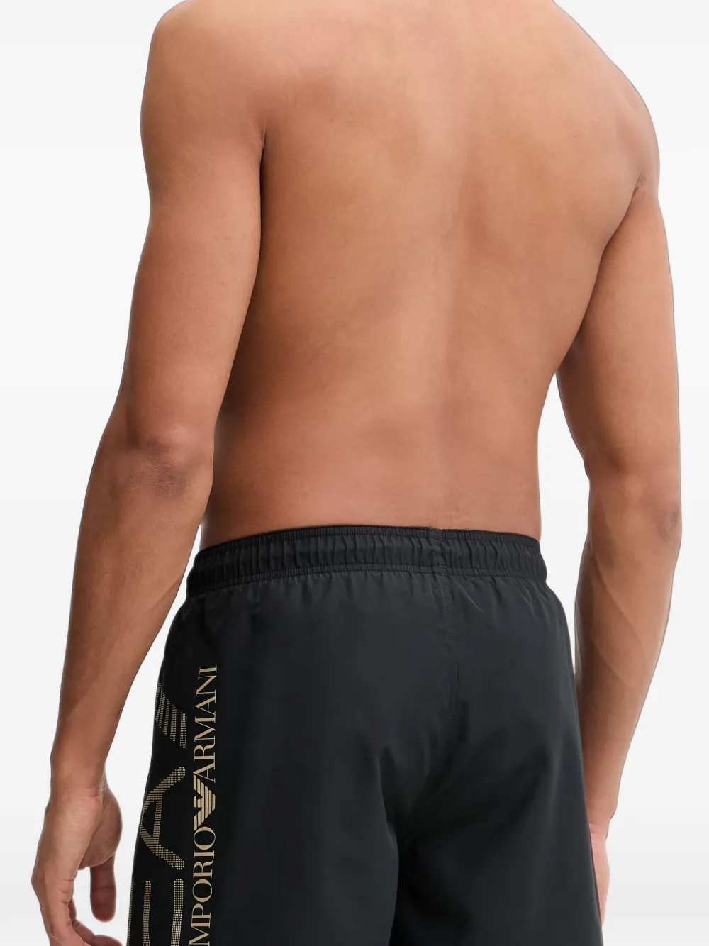 Ea7 Emporio Armani Zwembroek met logoprint en trekkoord Zwart