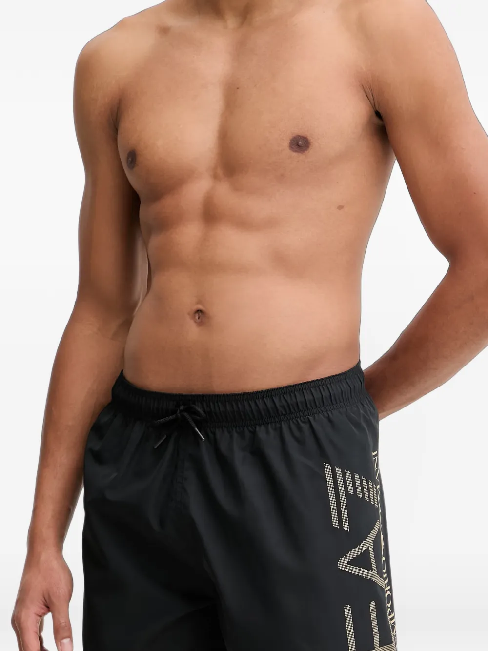 Ea7 Emporio Armani Zwembroek met logoprint en trekkoord Zwart