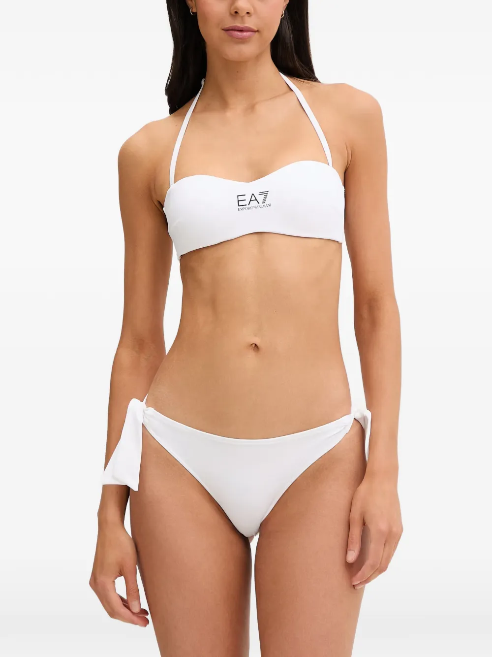 Ea7 Emporio Armani Bandeau-Bikini mit Logo-Print - Weiß