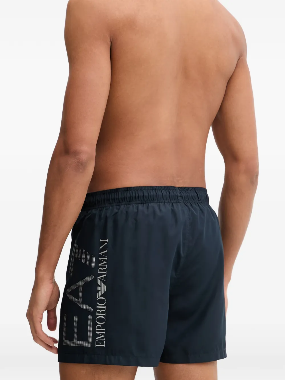 Ea7 Emporio Armani Zwembroek met logoprint en trekkoord Blauw