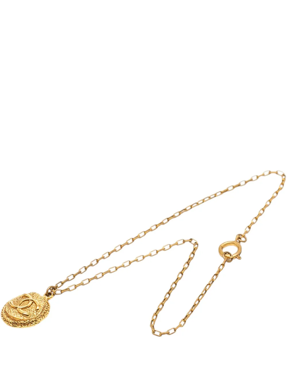 CHANEL Pre-Owned 1970-1980 CC Gold Plated Oval Medallion Pendant Necklace costume necklace - Oro