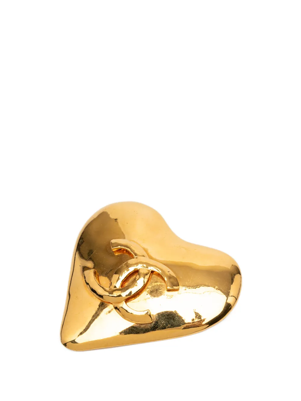 CHANEL Pre-Owned 1993 CC Gold Plated Heart Brooch costume brooch - Oro