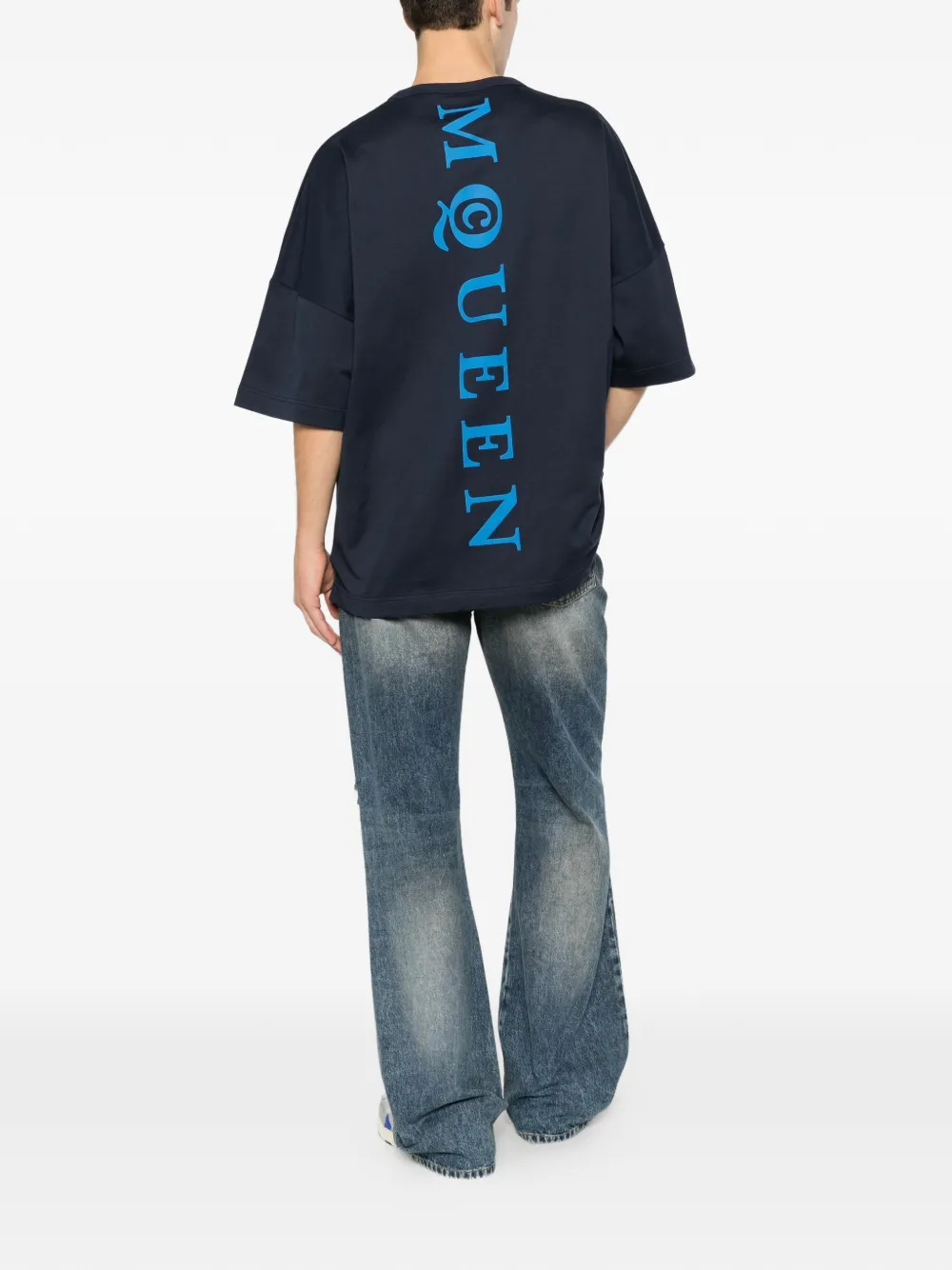 Alexander McQueen T-shirt met logoprint Blauw