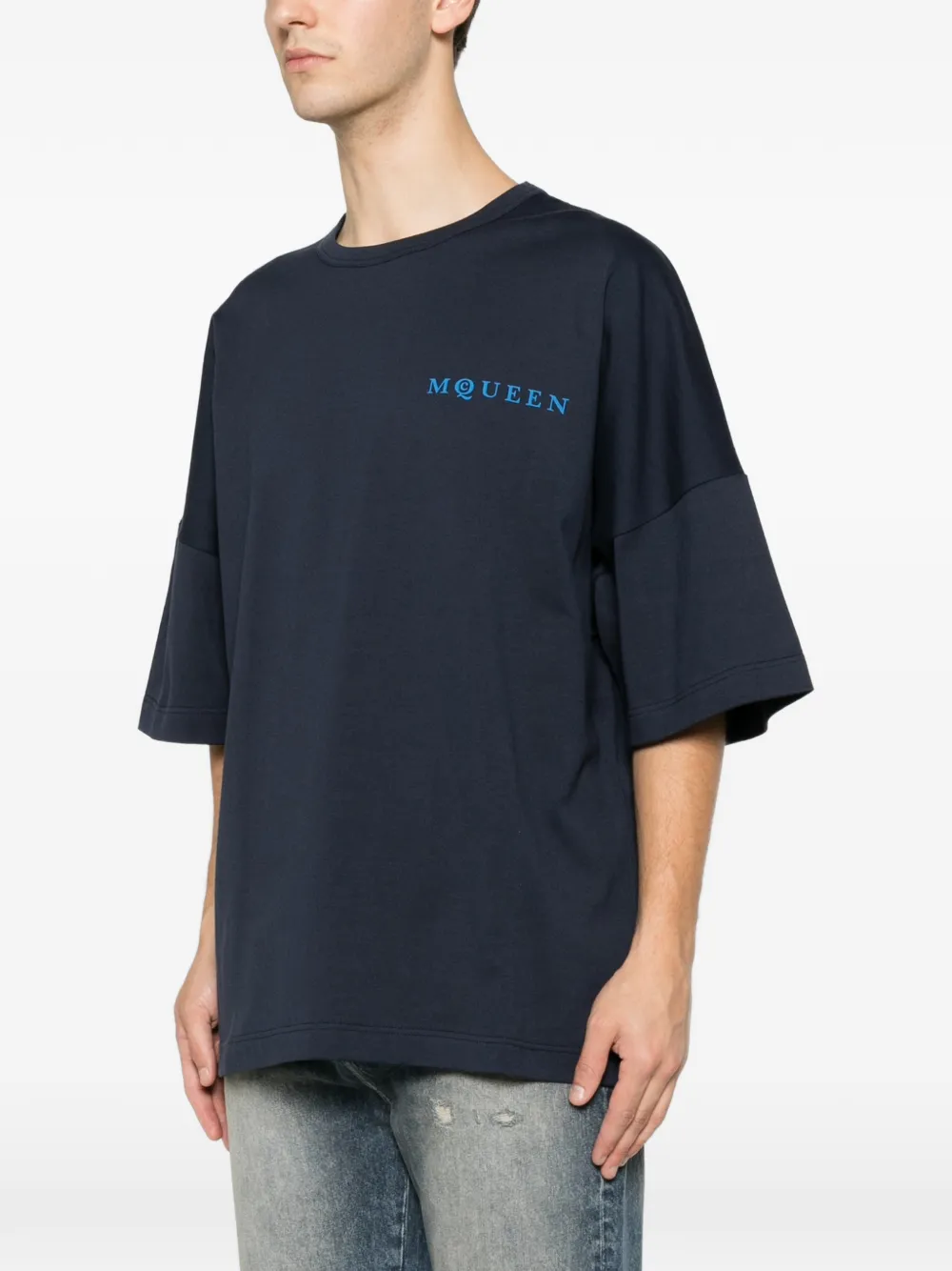 Alexander McQueen T-shirt met logoprint Blauw