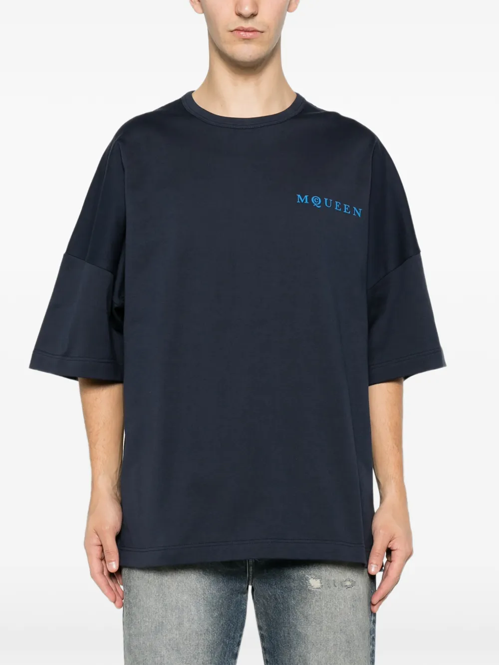 Alexander McQueen T-shirt met logoprint Blauw