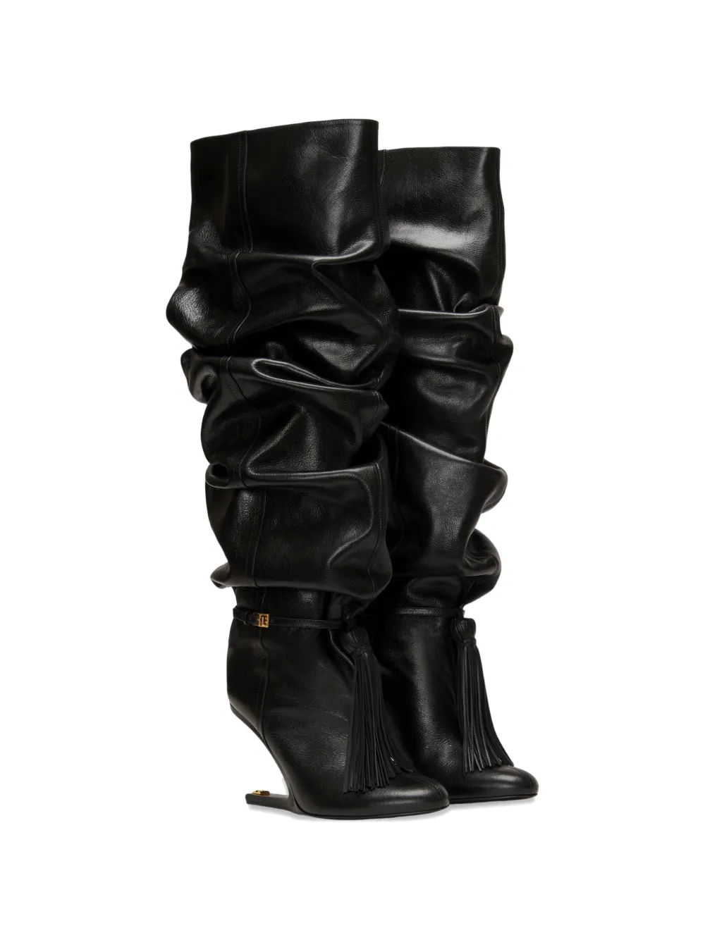 Balmain No Wedge leren laarzen met kwastje Zwart