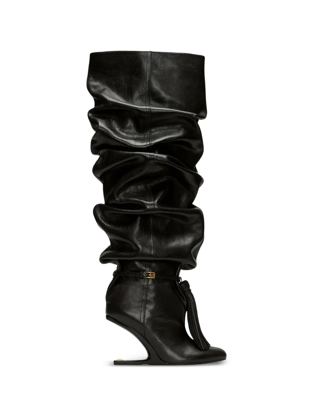 Balmain No Wedge leren laarzen met kwastje Zwart