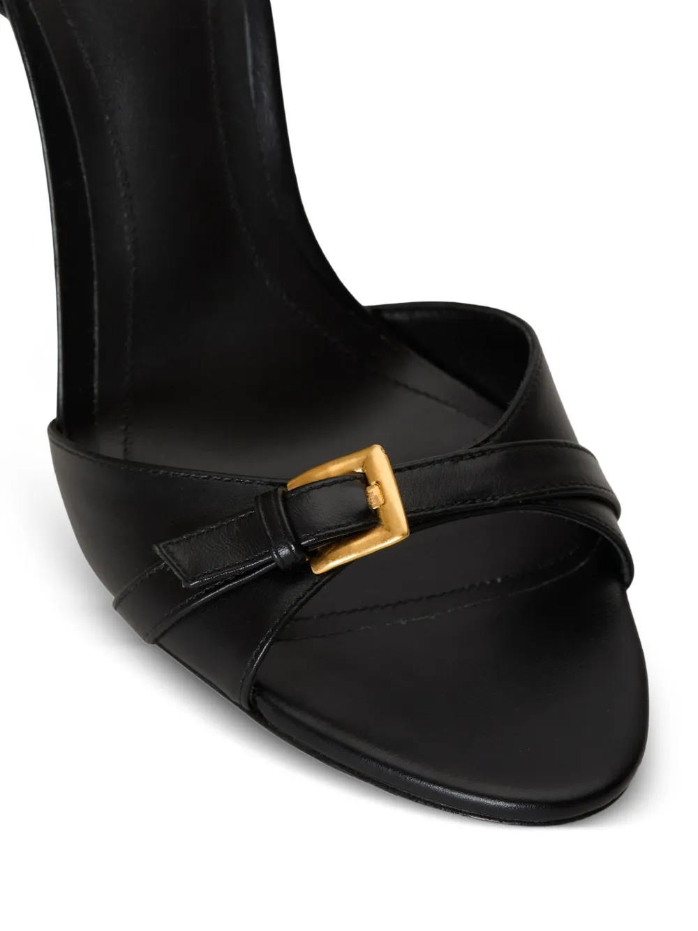 Balmain Anthem gladde leren sandalen Zwart