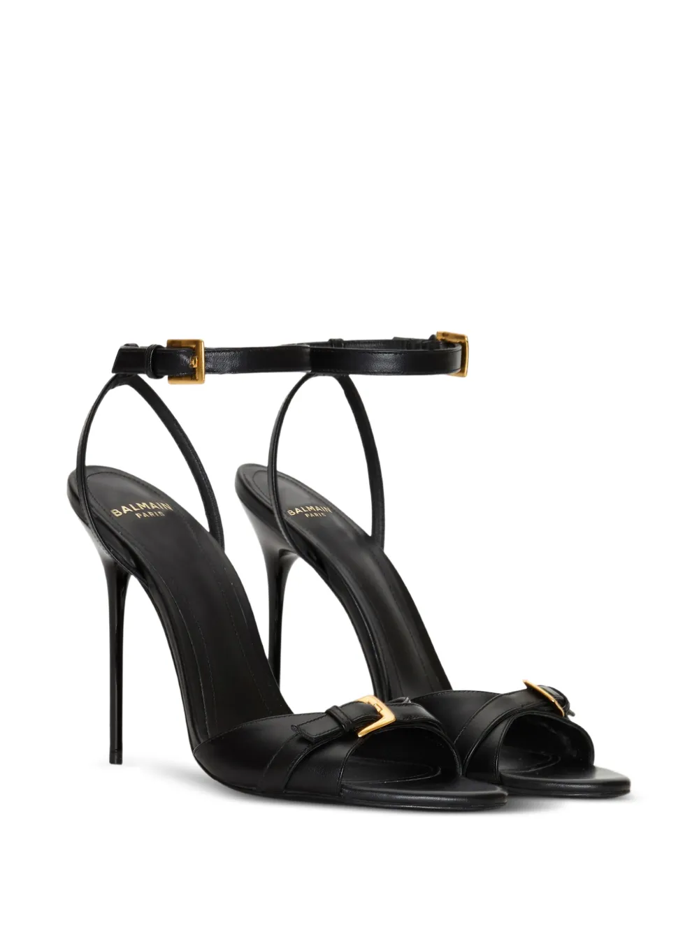 Balmain Anthem gladde leren sandalen Zwart