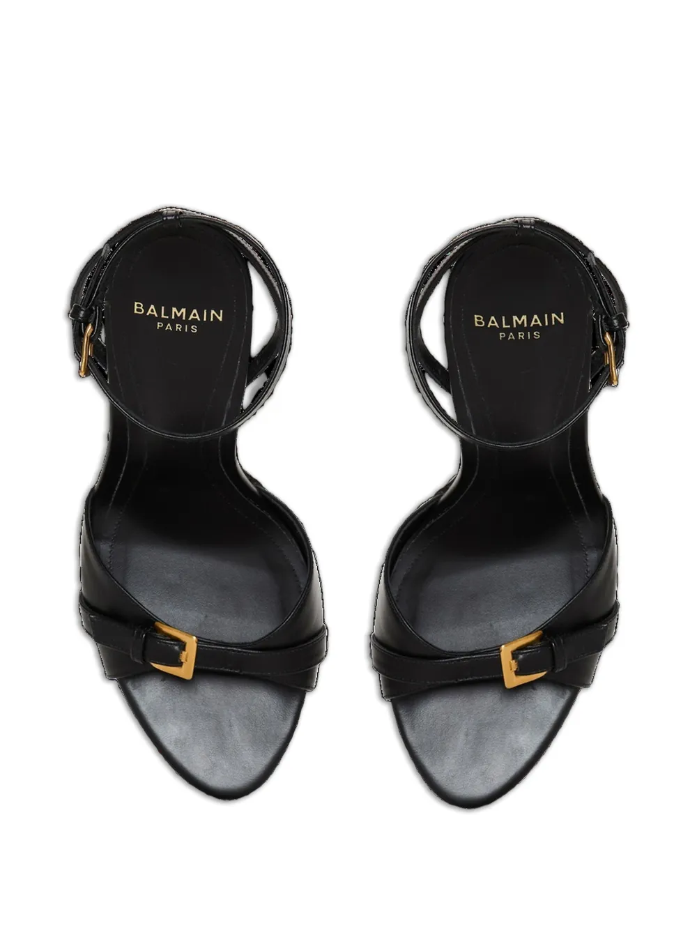 Balmain Anthem gladde leren sandalen Zwart