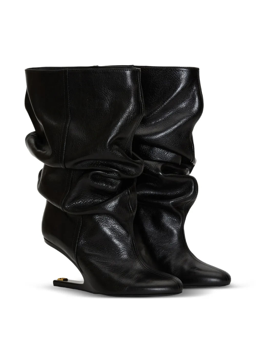 Balmain No Wedge leren enkellaarzen met textuur Zwart