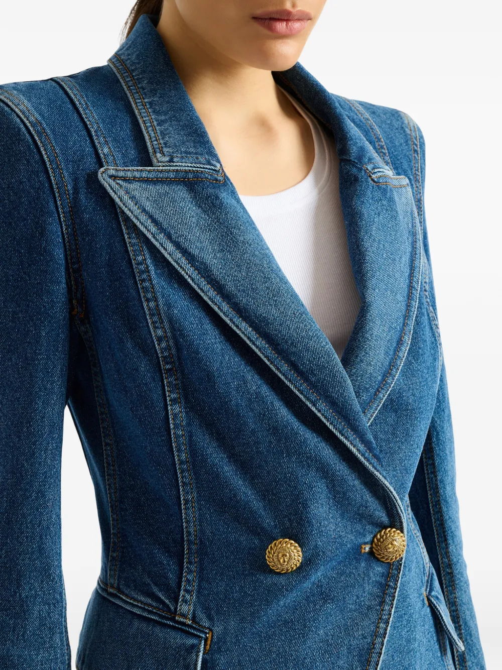 Balmain Denim 2-button Jacket In Blue