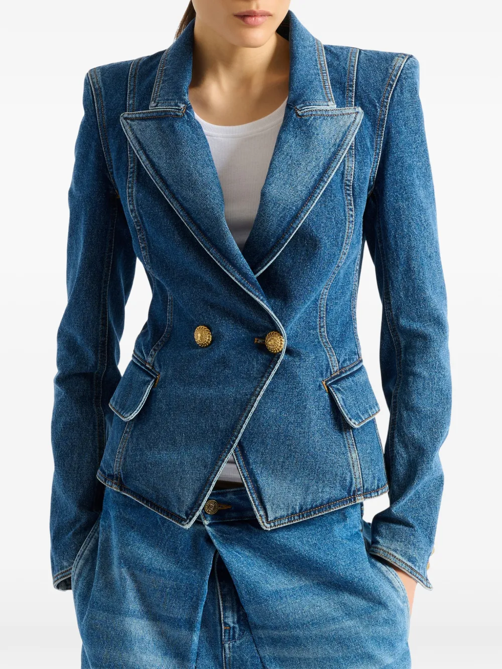 Balmain Denim 2-button Jacket In Blue