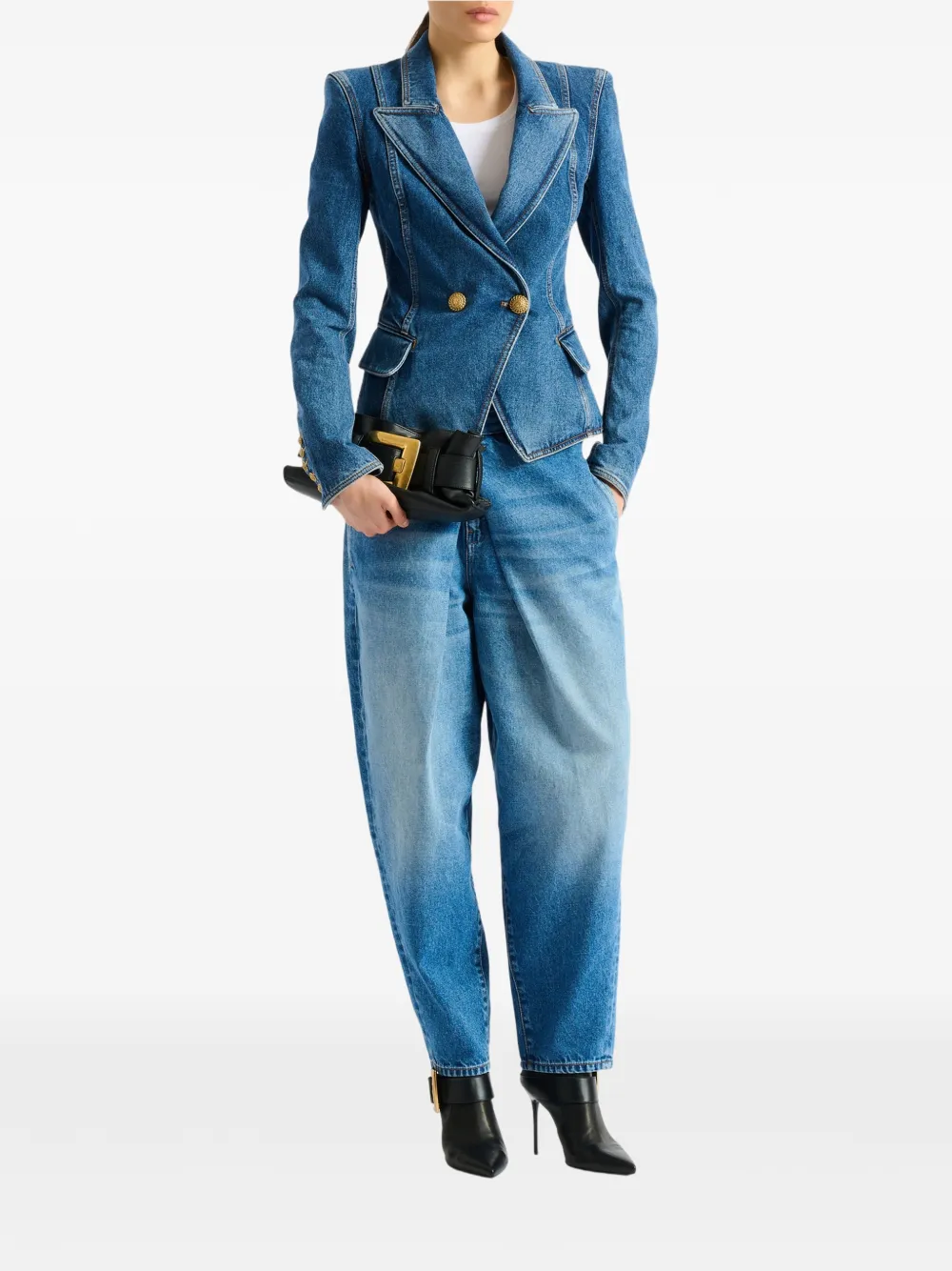 Balmain Denim 2-button Jacket In Blue