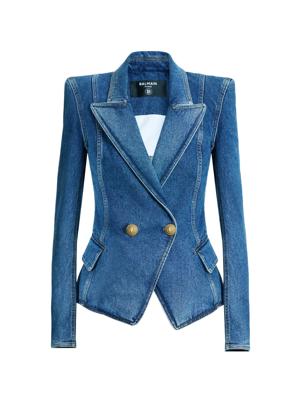 Balmain Giacca denim con 2 bottoni - Blu