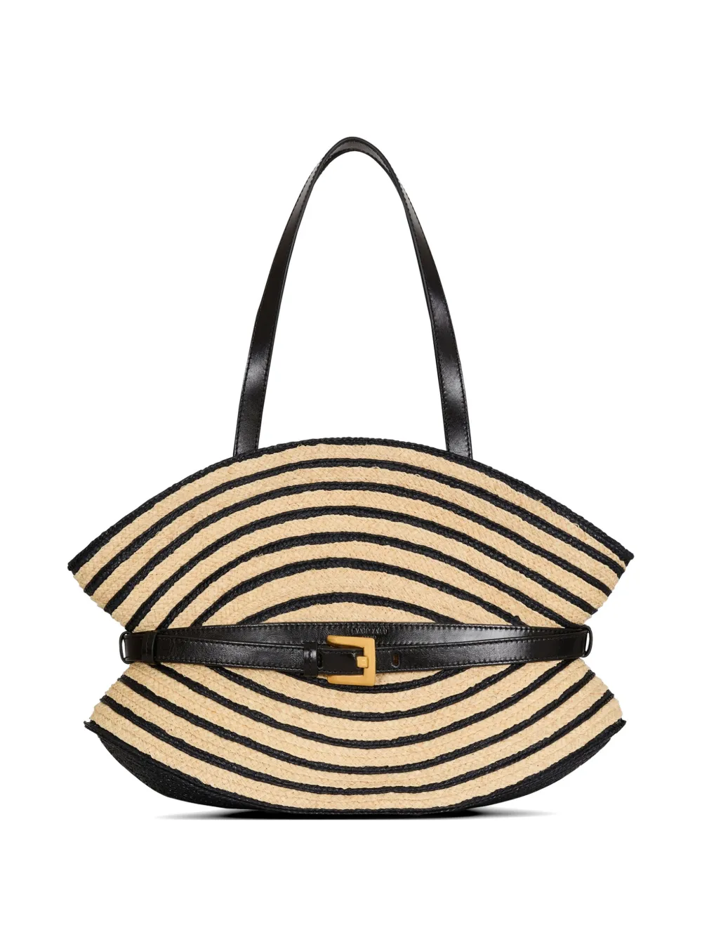 Balmain Borsa a spalla Shuffle media in pelle liscia e rafia bicolore - Nero