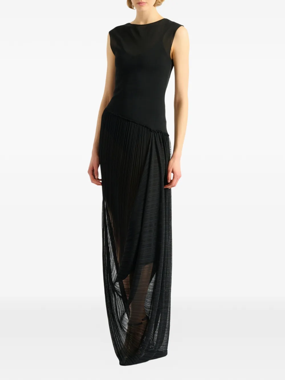 Balmain Gedrapeerde viscose maxi-jurk Zwart