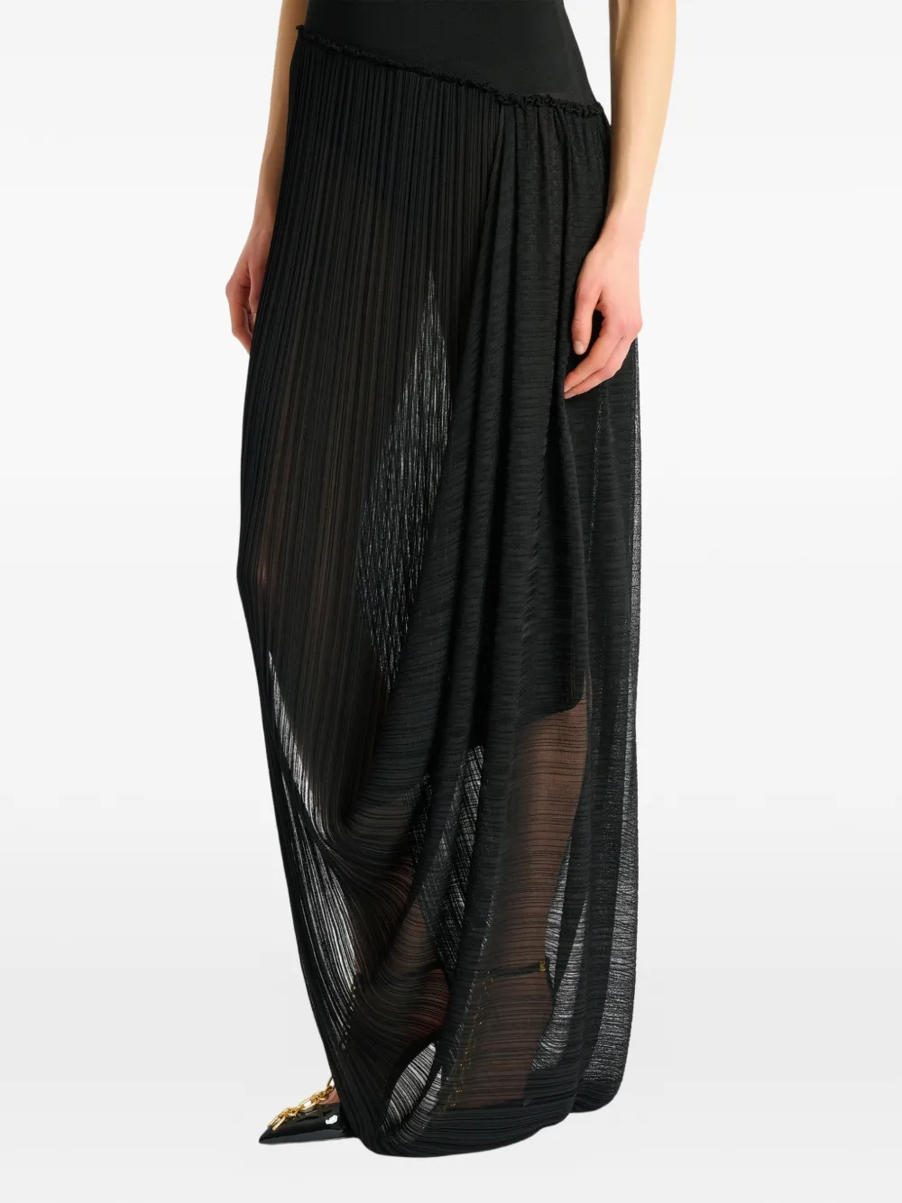Balmain Gedrapeerde viscose maxi-jurk Zwart