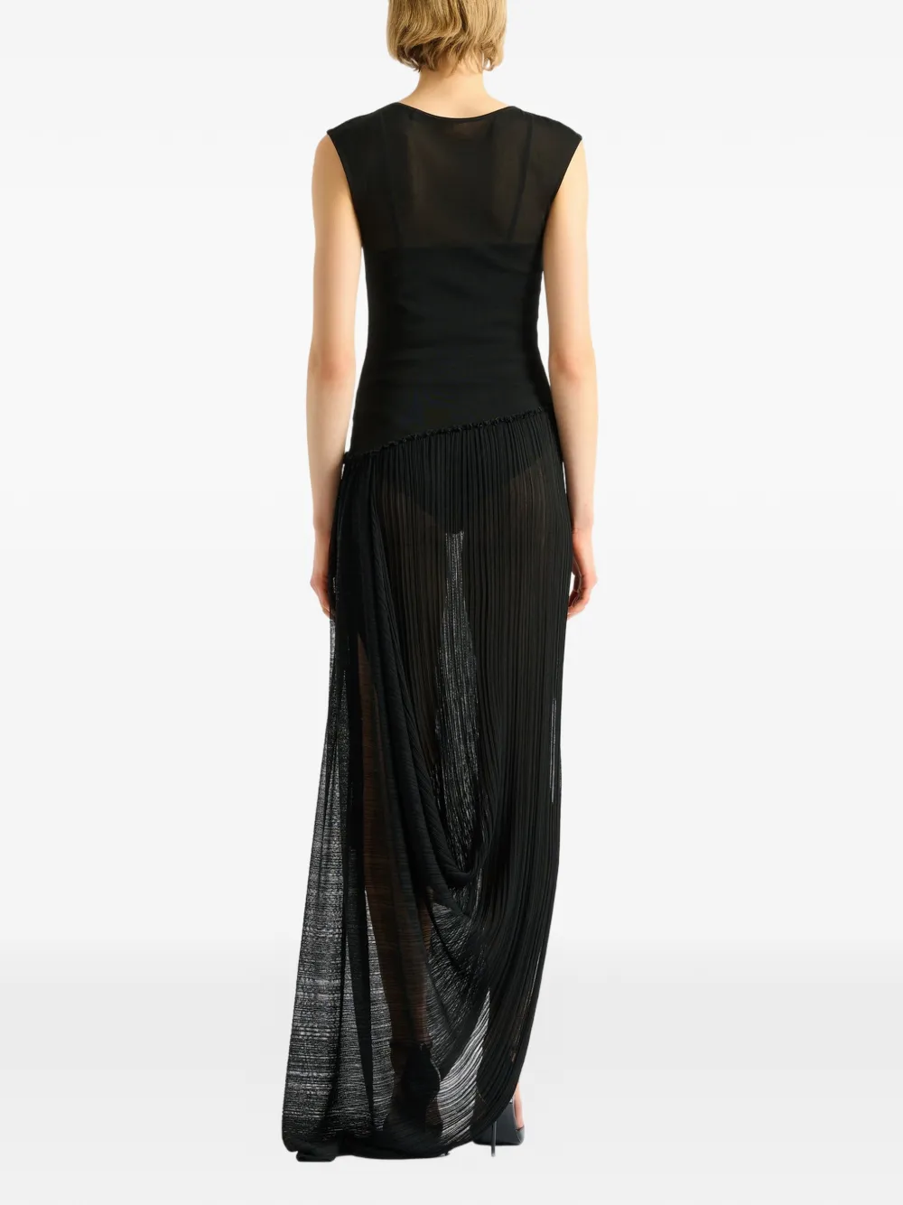 Balmain Gedrapeerde viscose maxi-jurk Zwart