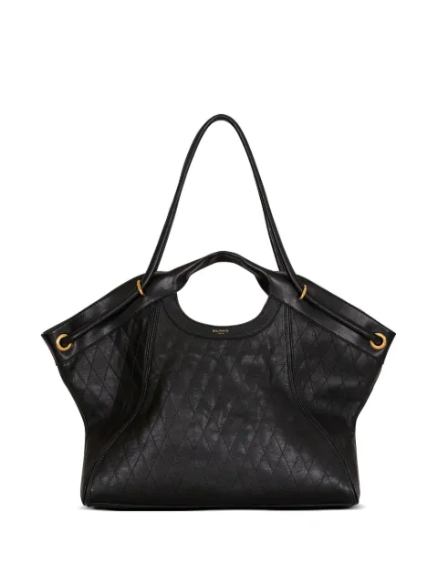 Balmain large tote in topstitched leather
