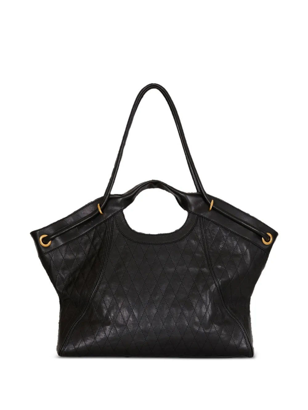 Balmain Grote shopper van leer met stiksels Zwart