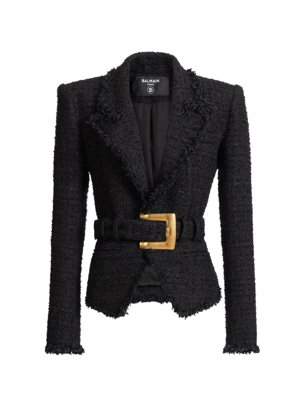 Balmain Giacca in tweed con cintura - Nero