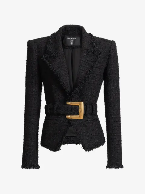 Balmain chamarra de tweet con cinturón
