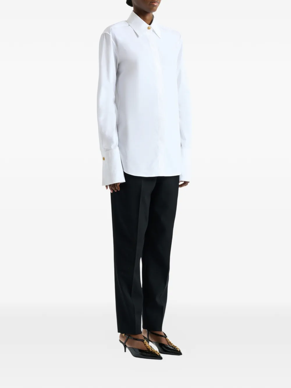  Balmain Camisa De Algodón Y Popelina - Blanco 