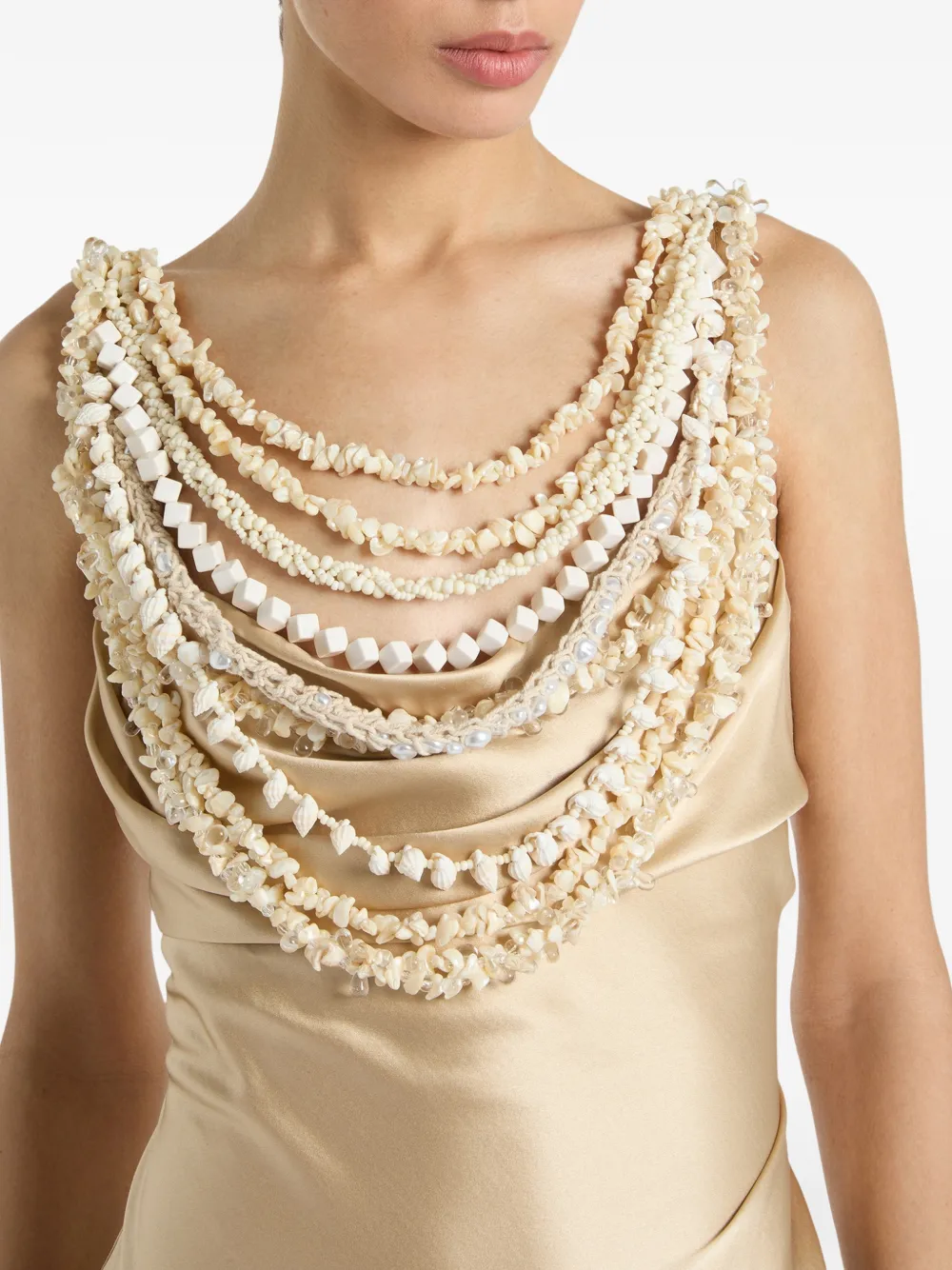 Balmain Zijden jurk Beige
