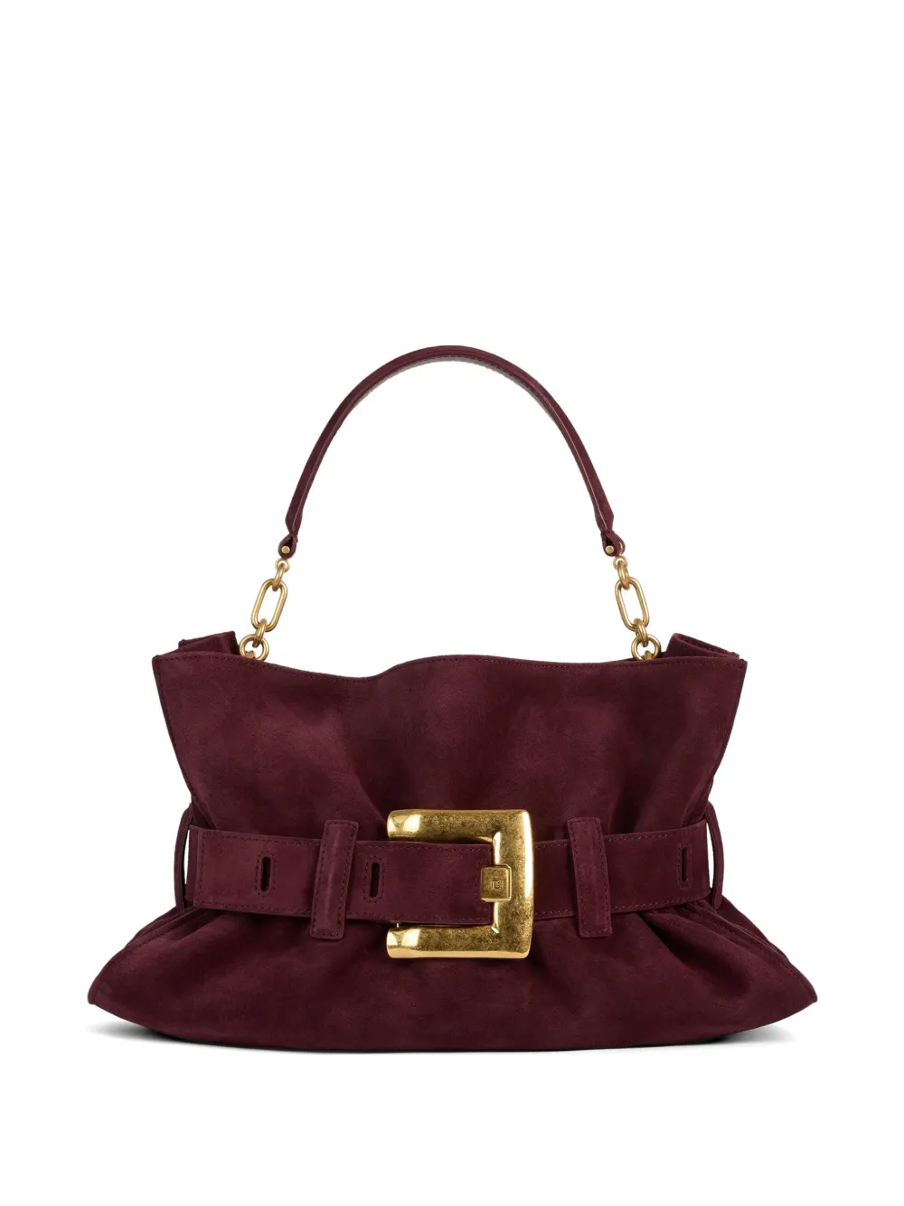 Balmain Borsa Anthem media in pelle scamosciata - Rosso