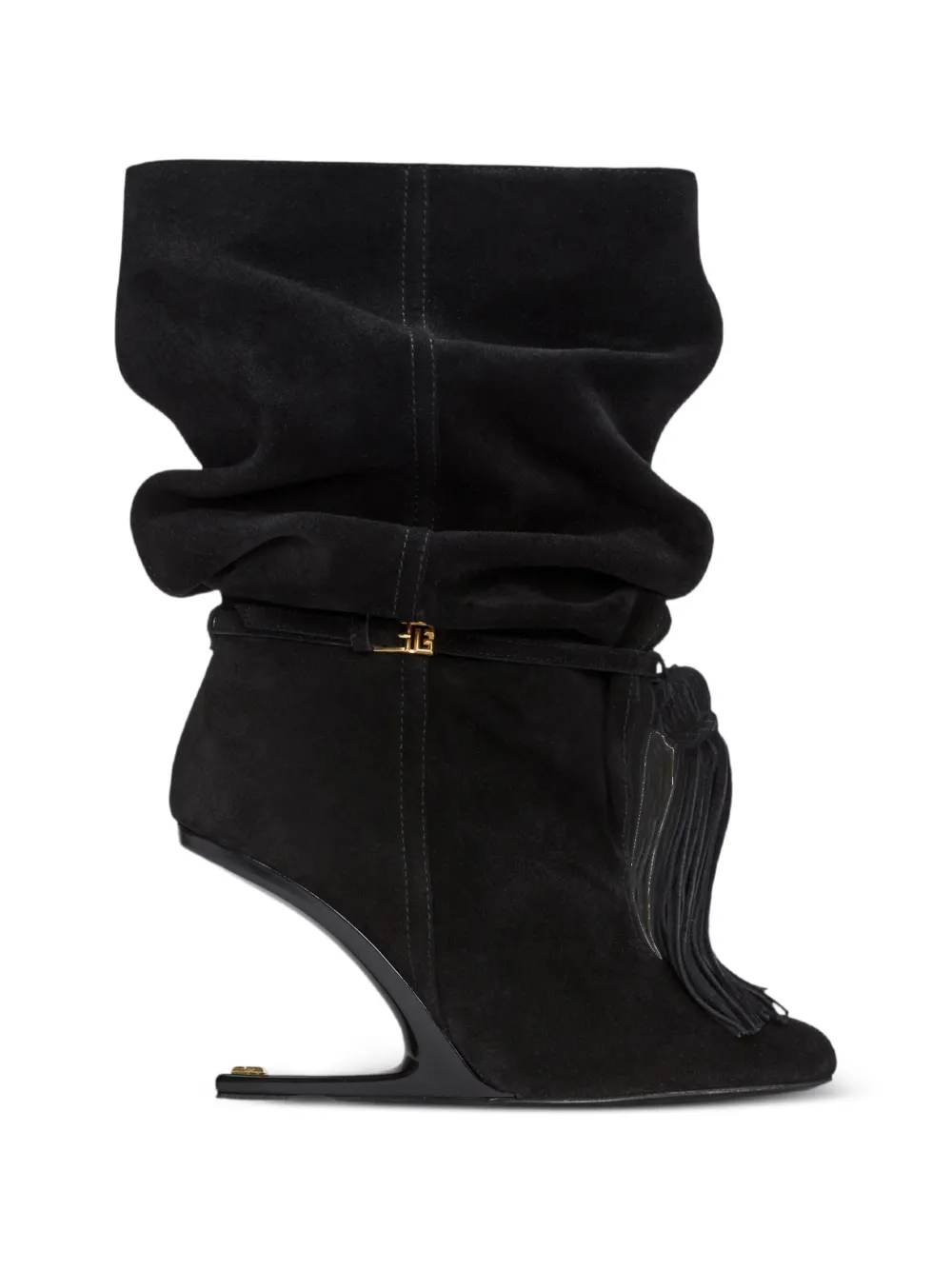 Balmain No Wedge suède leren enkellaarzen met kwastje Zwart