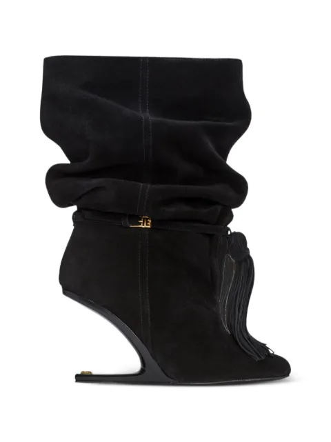 Balmain No Wedge suede leather ankle boots with tassel