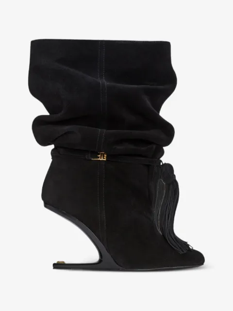 Balmain No Wedge suede leather ankle boots with tassel