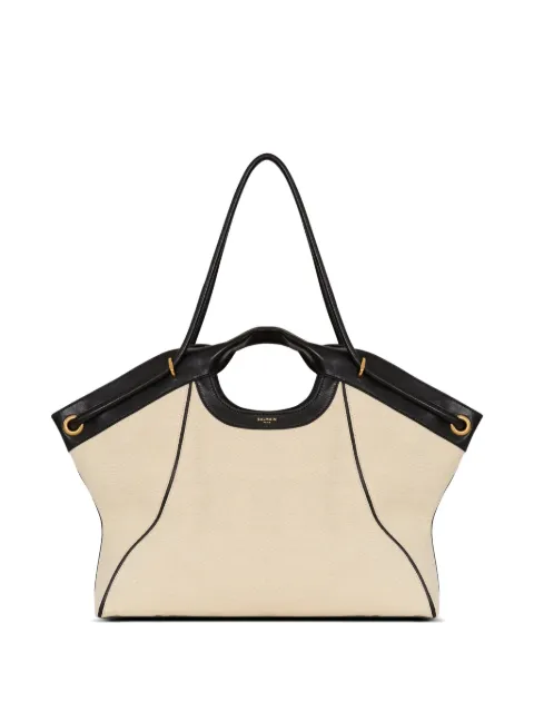 Balmain large tote in smooth leather and canvas