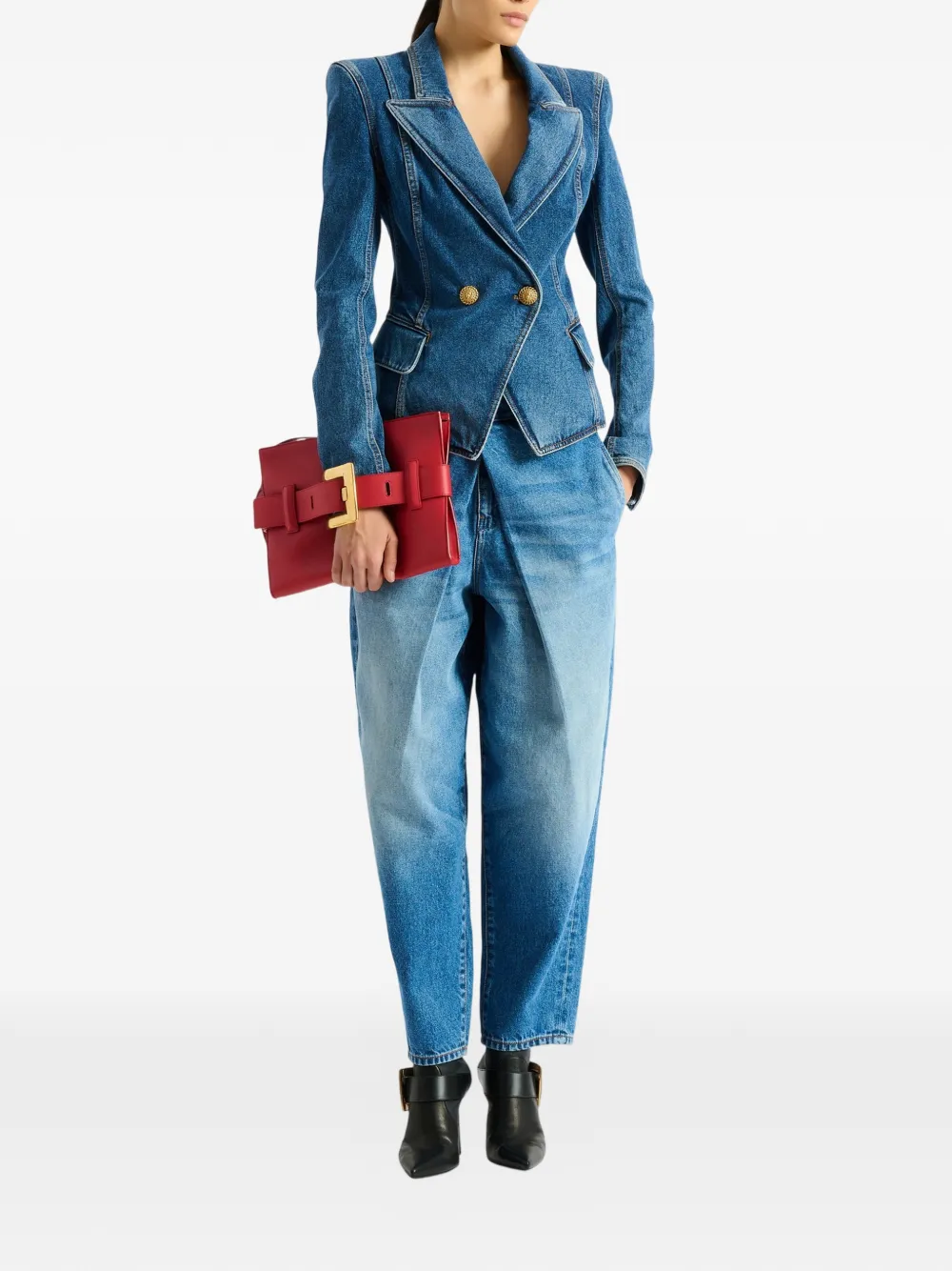 Balmain Anthem zachte leren clutch Rood