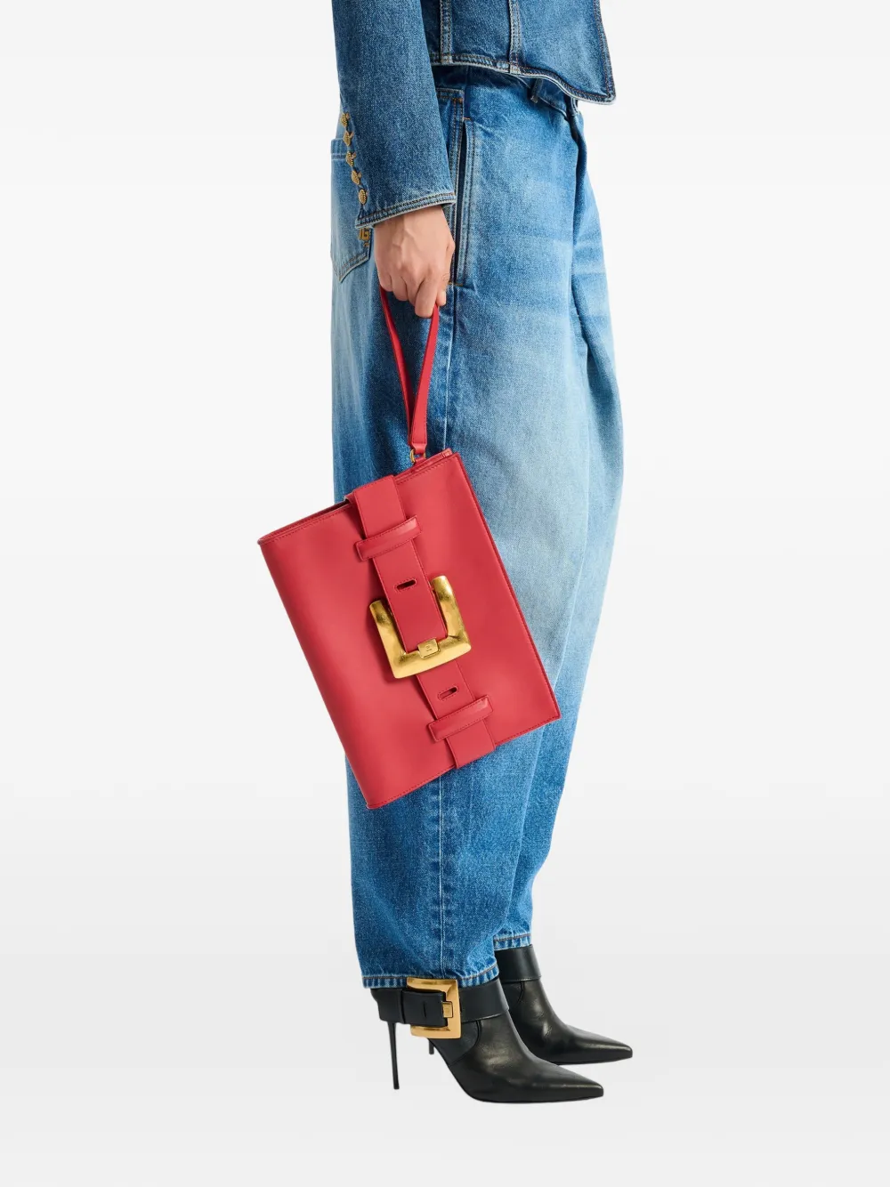 Balmain Anthem zachte leren clutch Rood