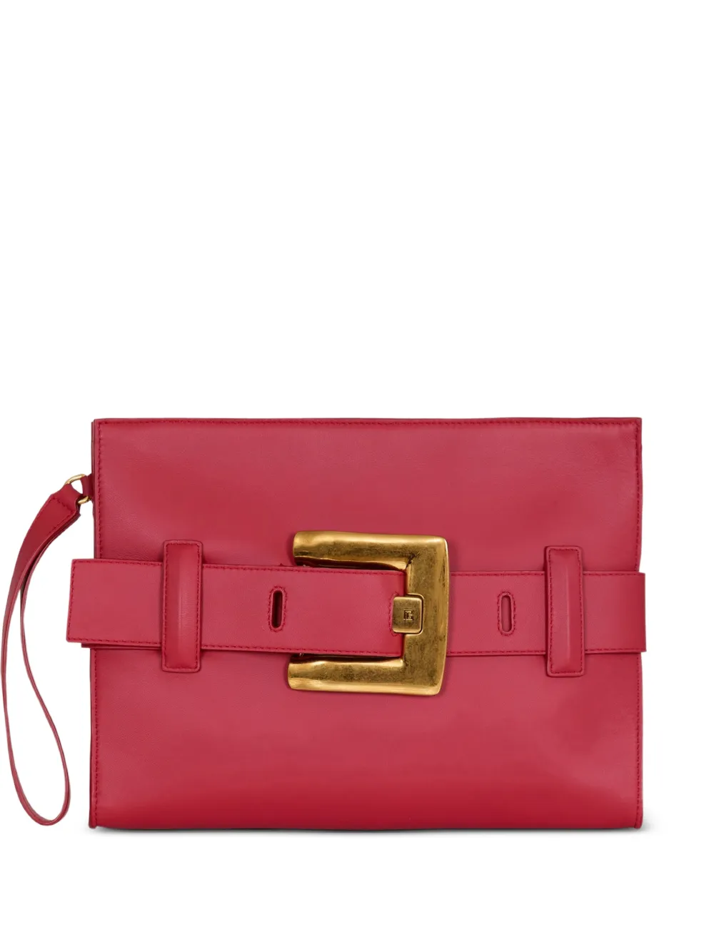 Balmain Anthem-Clutch aus Glattleder - Rot