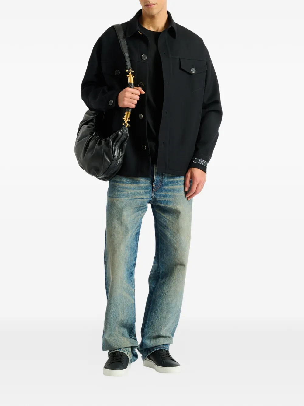 Balmain Wollen twill shirtjack Zwart