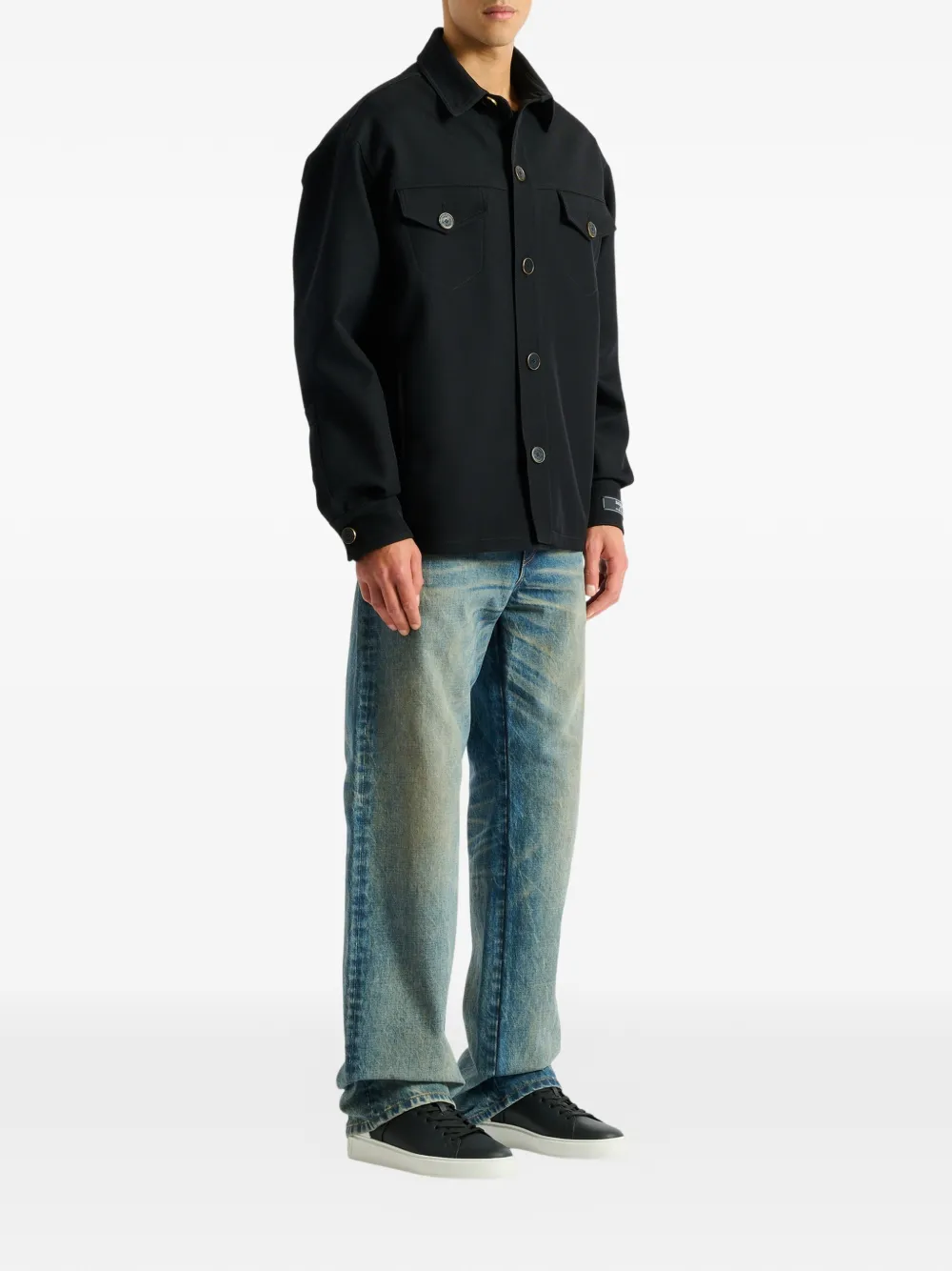 Balmain Wollen twill shirtjack Zwart