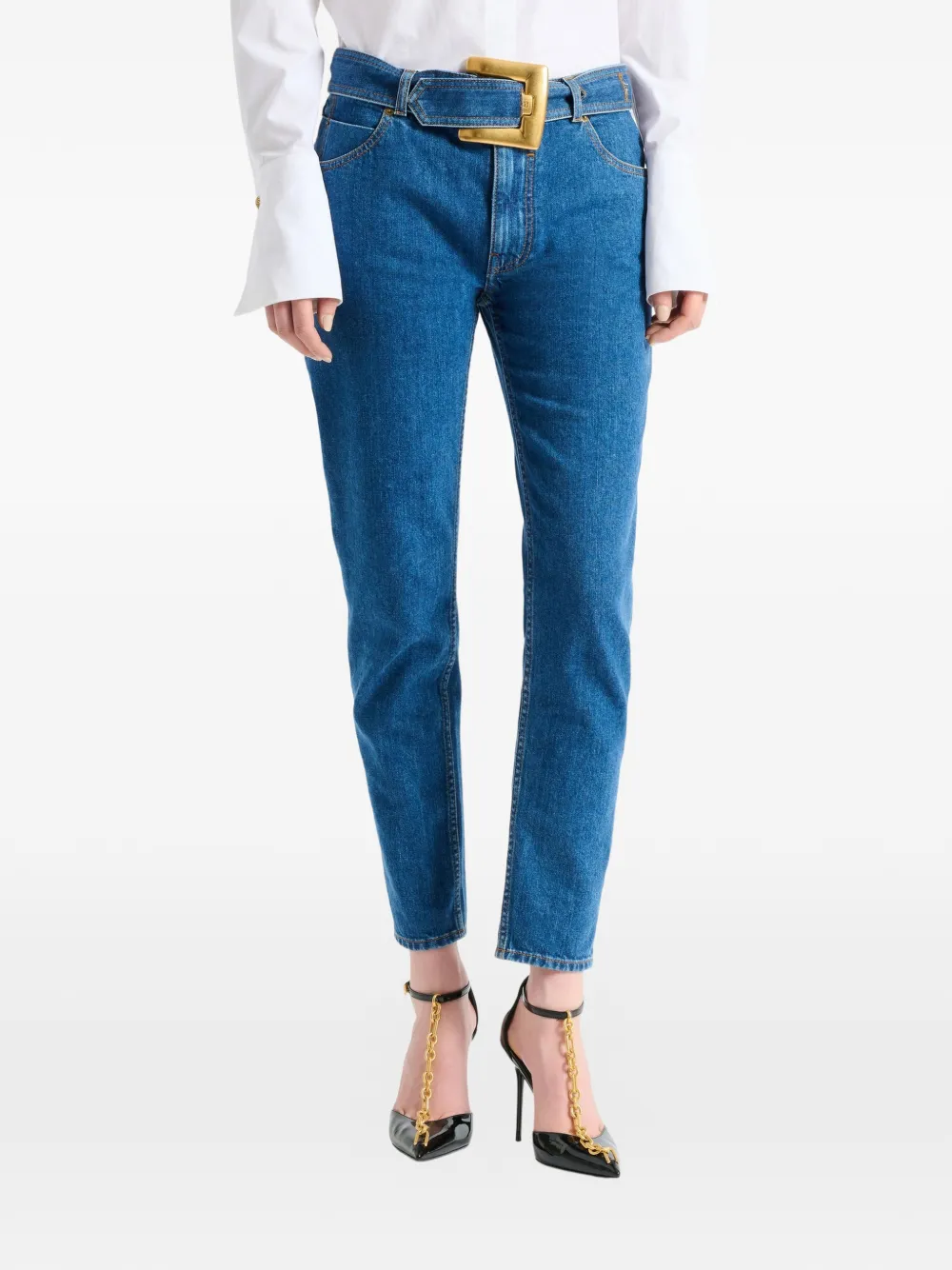 Balmain Denim jeans met ceintuur Blauw