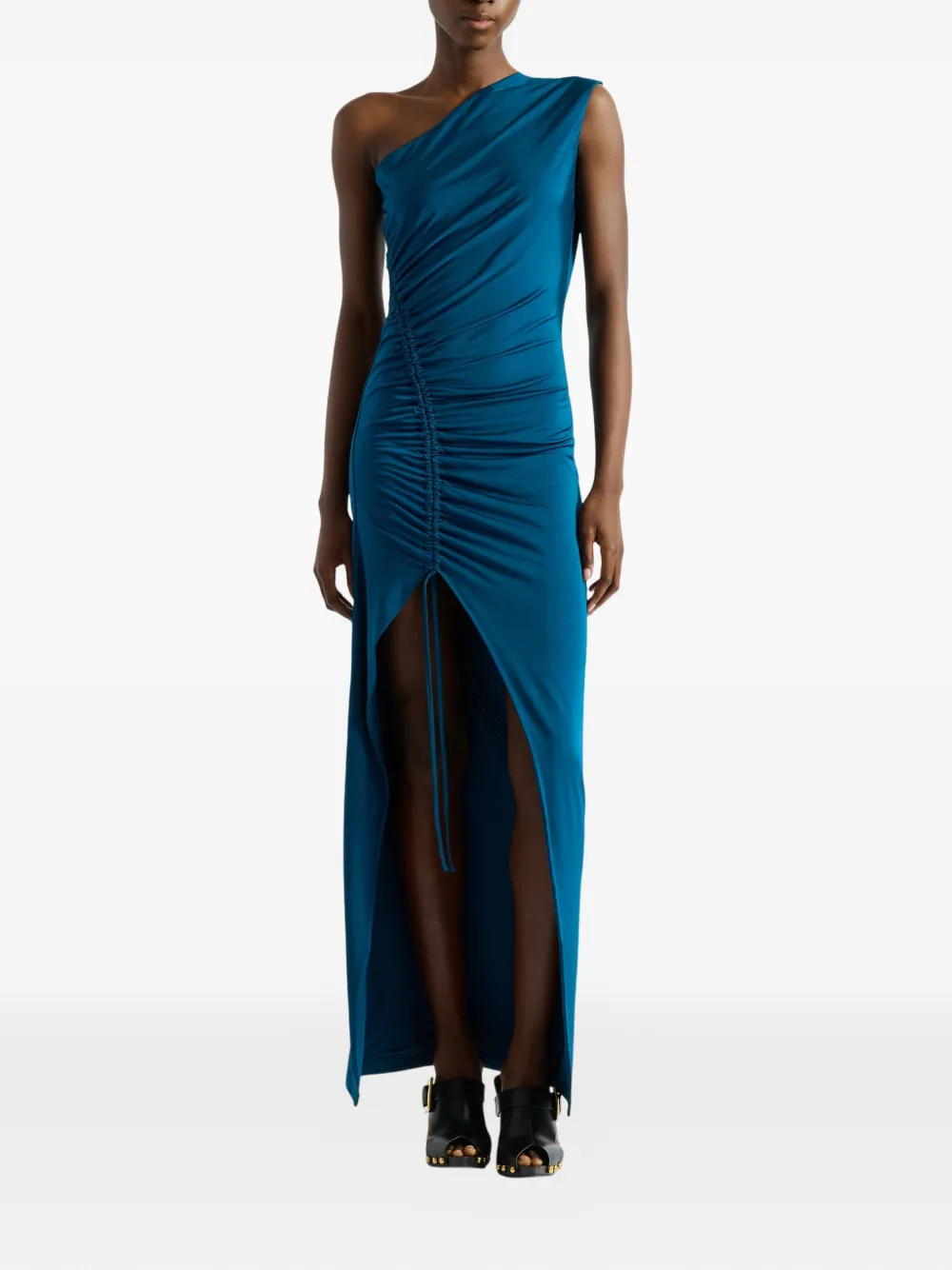 Balmain Gedrapeerde jersey maxi-jurk Blauw