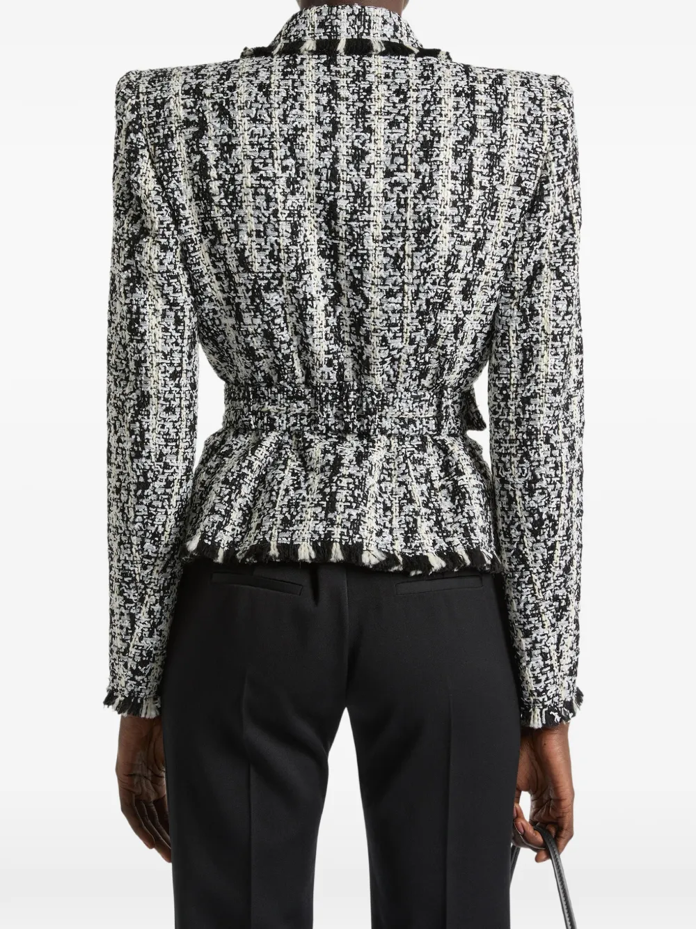 Balmain Tweekleurig tweed jack met ceintuur Zwart