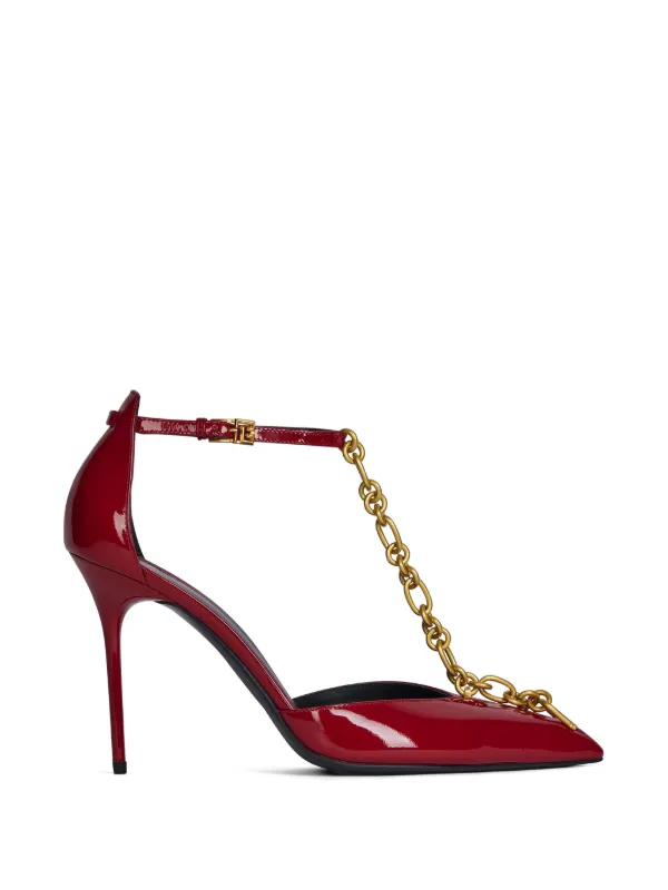 Balmain Sync Patent Leather Stilettos in Red