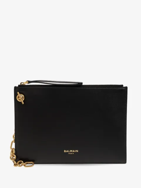 Balmain chain-link leather clutch bag